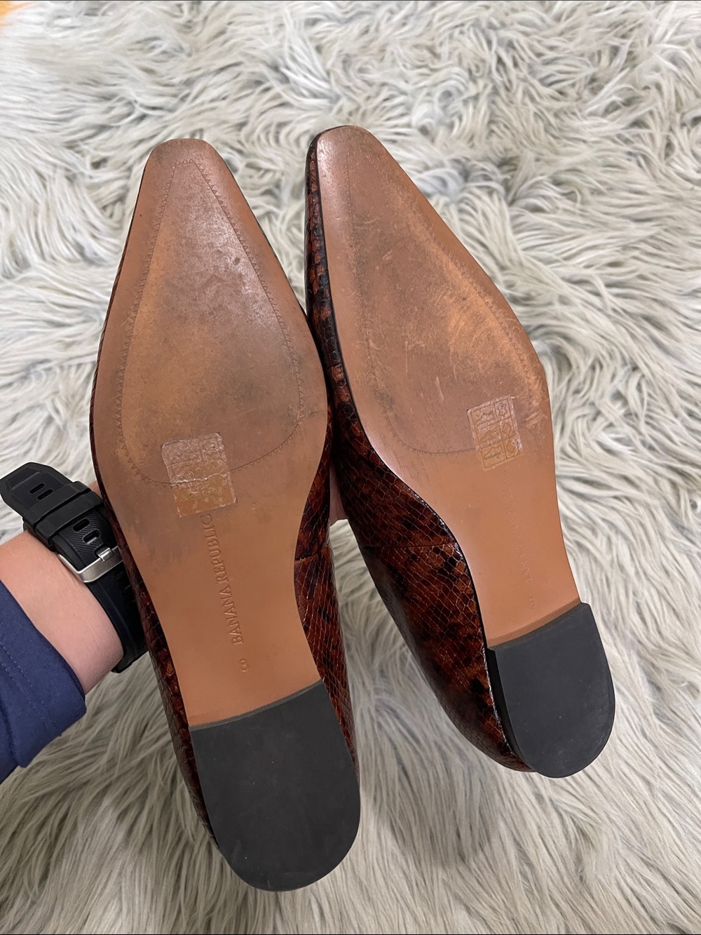 Banana Republic Brown Snake-Print Pointed Flats - Picture 5 of 6